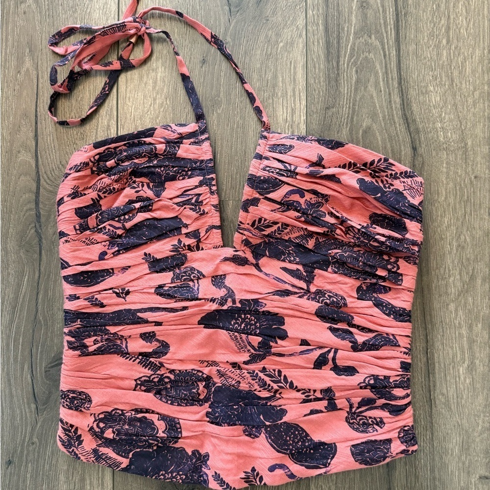 NWT Anthropologie Pink Floral Halter Top Size 4 Petite - Picture 5 of 15